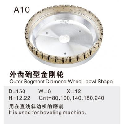 External toothed bowl-shaped diamond wheel
