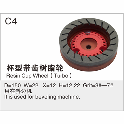 Cup shaped toothed resin wheel