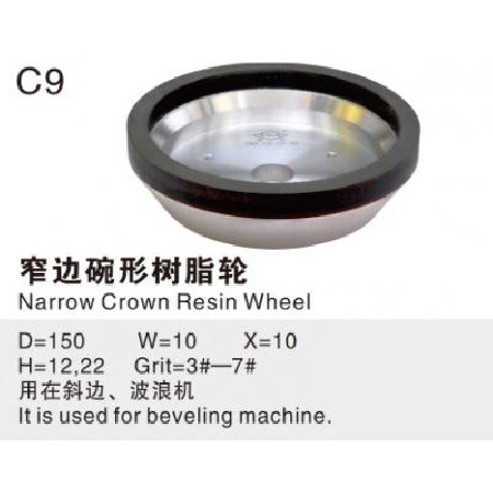 Narrow bowl-shaped resin wheel